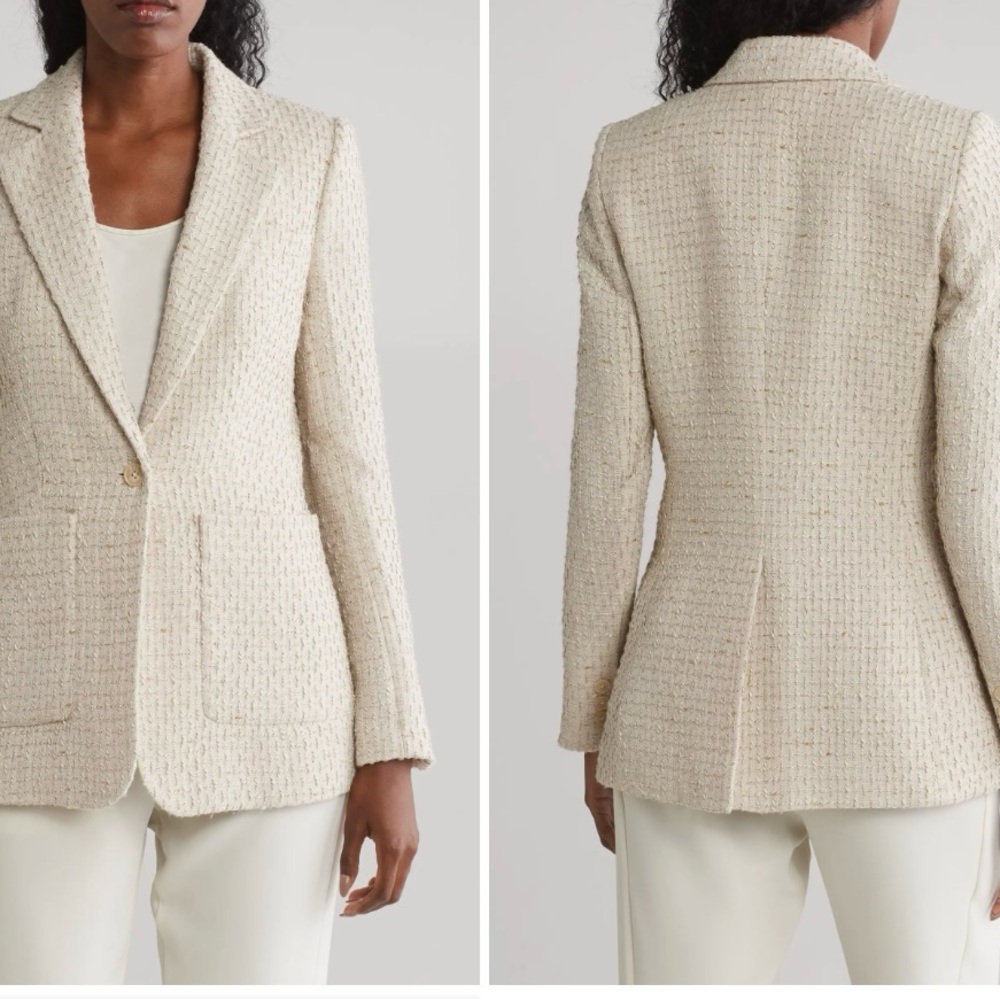 Brand New Calvin Klein Textured Cream Blazer tweed sport Coat